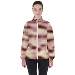 Pink  Waves Flow Series 10 Women s High Neck Windbreaker by DimitriosArt