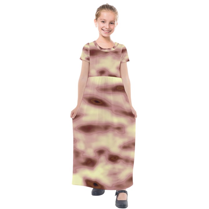 Pink  Waves Flow Series 10 Kids  Short Sleeve Maxi Dress