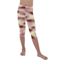 Pink  Waves Flow Series 10 Kids  Lightweight Velour Capri Leggings  by DimitriosArt