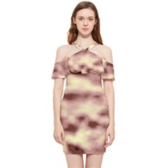 Pink  Waves Flow Series 10 Shoulder Frill Bodycon Summer Dress by DimitriosArt