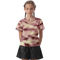 Pink  Waves Flow Series 10 Kids  Front Cut Tee by DimitriosArt