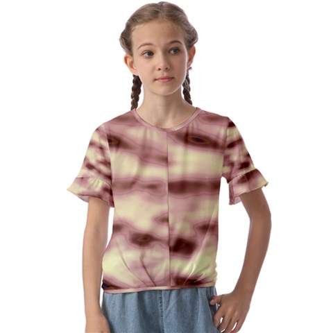 Pink  Waves Flow Series 10 Kids  Cuff Sleeve Scrunch Bottom Tee by DimitriosArt