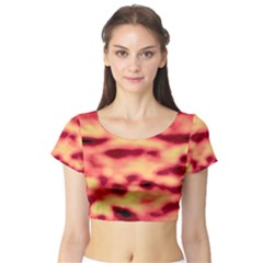 Red Waves Flow Series 4 Short Sleeve Crop Top