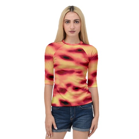 Red Waves Flow Series 4 Quarter Sleeve Raglan Tee by DimitriosArt