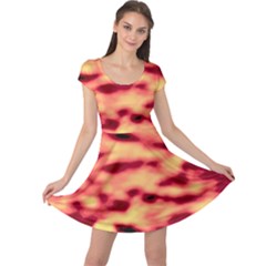 Red Waves Flow Series 4 Cap Sleeve Dress