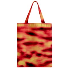 Red Waves Flow Series 4 Zipper Classic Tote Bag by DimitriosArt