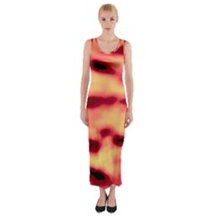 Red Waves Flow Series 4 Fitted Maxi Dress