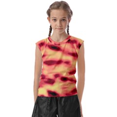 Red Waves Flow Series 4 Kids  Raglan Cap Sleeve Tee by DimitriosArt