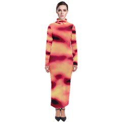 Red Waves Flow Series 4 Turtleneck Maxi Dress