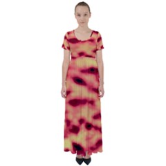 Red Waves Flow Series 4 High Waist Short Sleeve Maxi Dress