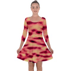 Red Waves Flow Series 4 Quarter Sleeve Skater Dress