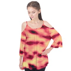 Red Waves Flow Series 4 Flutter Sleeve Tee 