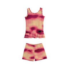 Red Waves Flow Series 4 Kids  Boyleg Swimsuit