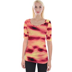 Red Waves Flow Series 4 Wide Neckline Tee