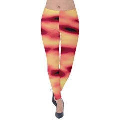 Red Waves Flow Series 4 Velvet Leggings by DimitriosArt