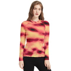 Red Waves Flow Series 4 Women s Long Sleeve Rash Guard by DimitriosArt