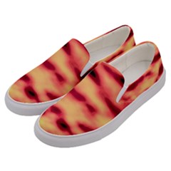 Red Waves Flow Series 4 Men s Canvas Slip Ons by DimitriosArt