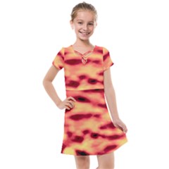 Red Waves Flow Series 4 Kids  Cross Web Dress