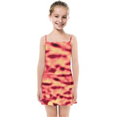 Red Waves Flow Series 4 Kids  Summer Sun Dress