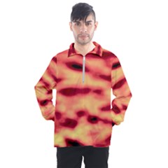 Red Waves Flow Series 4 Men s Half Zip Pullover by DimitriosArt