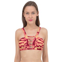 Red Waves Flow Series 4 Cage Up Bikini Top by DimitriosArt