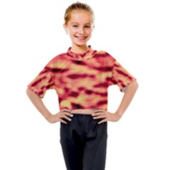 Red Waves Flow Series 4 Kids Mock Neck Tee