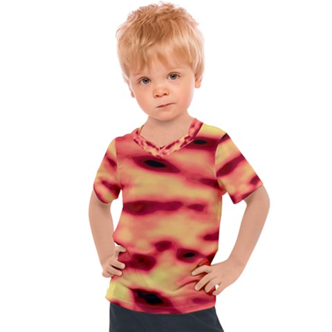 Red Waves Flow Series 4 Kids  Sports Tee by DimitriosArt