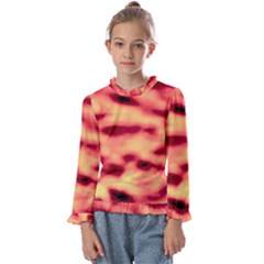 Red Waves Flow Series 4 Kids  Frill Detail Tee