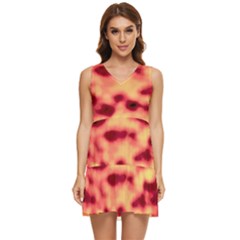 Red Waves Flow Series 4 Tiered Sleeveless Mini Dress