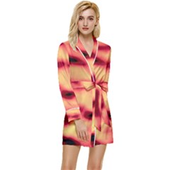 Red Waves Flow Series 4 Long Sleeve Satin Robe by DimitriosArt