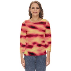 Red Waves Flow Series 4 Cut Out Wide Sleeve Top