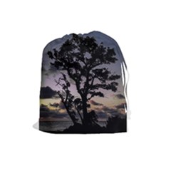 Sunset Coastal Park Landscape, Montevideo Uruguay Drawstring Pouch (large) by dflcprintsclothing