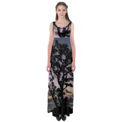 Sunset Coastal Park Landscape, Montevideo Uruguay Empire Waist Maxi Dress