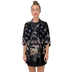 Sunset Coastal Park Landscape, Montevideo Uruguay Half Sleeve Chiffon Kimono by dflcprintsclothing