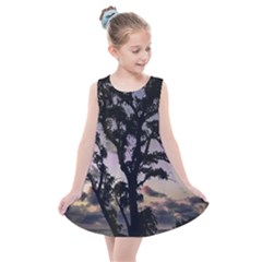 Sunset Coastal Park Landscape, Montevideo Uruguay Kids  Summer Dress by dflcprintsclothing