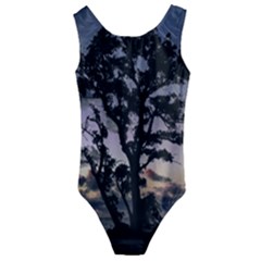 Sunset Coastal Park Landscape, Montevideo Uruguay Kids  Cut-out Back One Piece Swimsuit by dflcprintsclothing