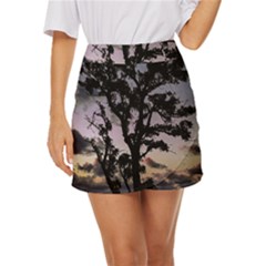 Sunset Coastal Park Landscape, Montevideo Uruguay Mini Front Wrap Skirt by dflcprintsclothing