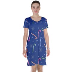 Christmas Candy Canes Short Sleeve Nightdress by SychEva