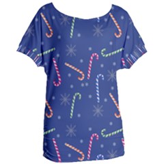 Christmas Candy Canes Women s Oversized Tee by SychEva