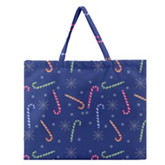 Christmas Candy Canes Zipper Large Tote Bag by SychEva