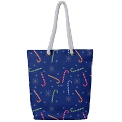 Christmas Candy Canes Full Print Rope Handle Tote (small) by SychEva