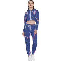 Christmas Candy Canes Cropped Zip Up Lounge Set by SychEva