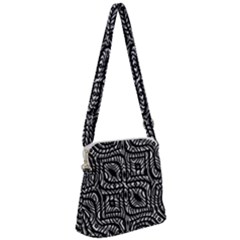 Black And White Abstract Tribal Print Zipper Messenger Bag