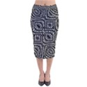 Black And White Abstract Tribal Print Velvet Midi Pencil Skirt View1