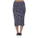 Black And White Abstract Tribal Print Velvet Midi Pencil Skirt View2