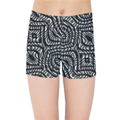 Black And White Abstract Tribal Print Kids  Sports Shorts by dflcprintsclothing