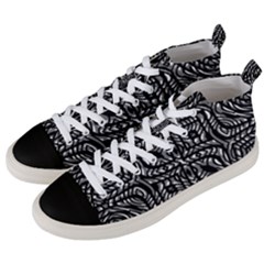 Black And White Abstract Tribal Print Men s Mid-top Canvas Sneakers