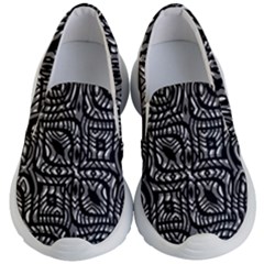 Black And White Abstract Tribal Print Kids Lightweight Slip Ons