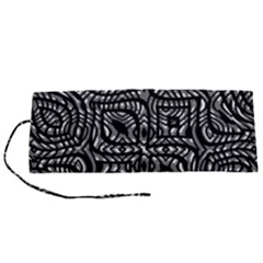 Black And White Abstract Tribal Print Roll Up Canvas Pencil Holder (s) by dflcprintsclothing