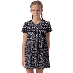 Black And White Abstract Tribal Print Kids  Asymmetric Collar Dress by dflcprintsclothing